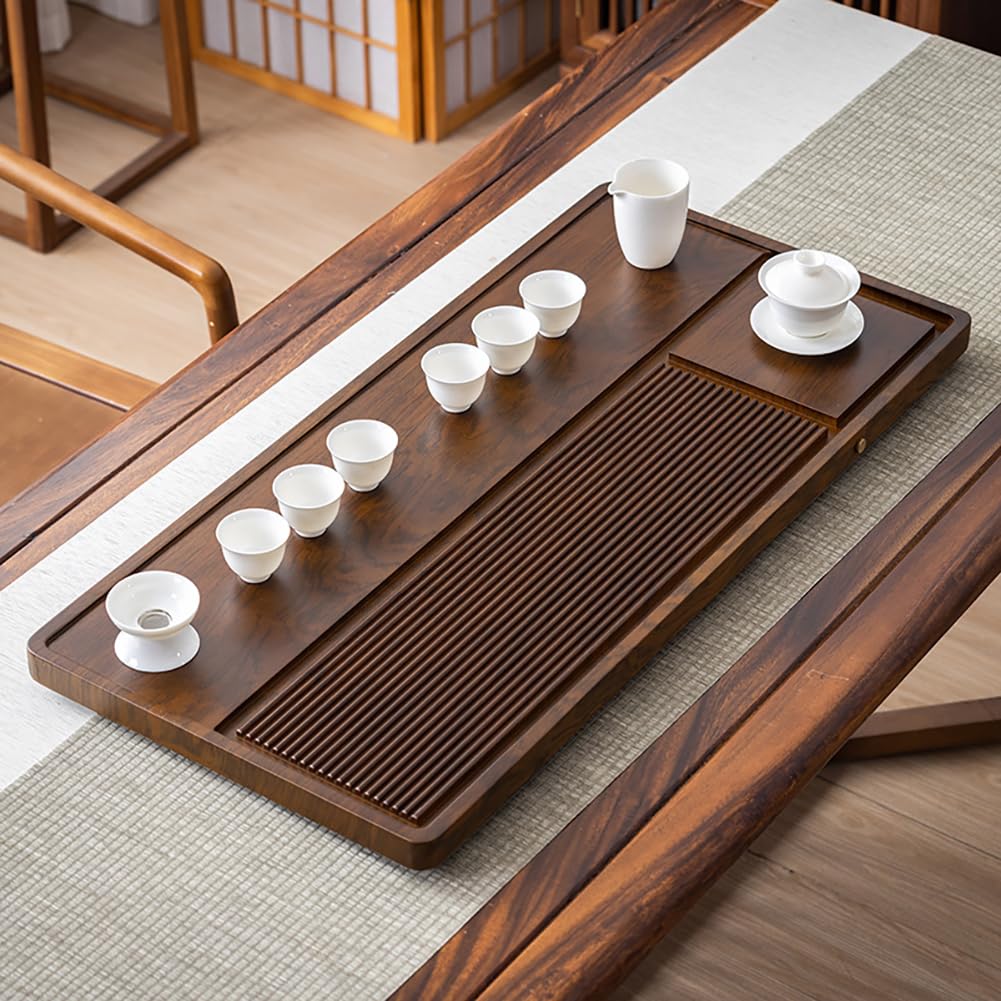 PA-DABAOO Tea Tray Set for Gongfu Tea Ceremony with Cup,Japanese Vintage Serving Tray with White Porcelain Cup,Home Office Serving Trays,Dry-Brewing/Wet-Brewing