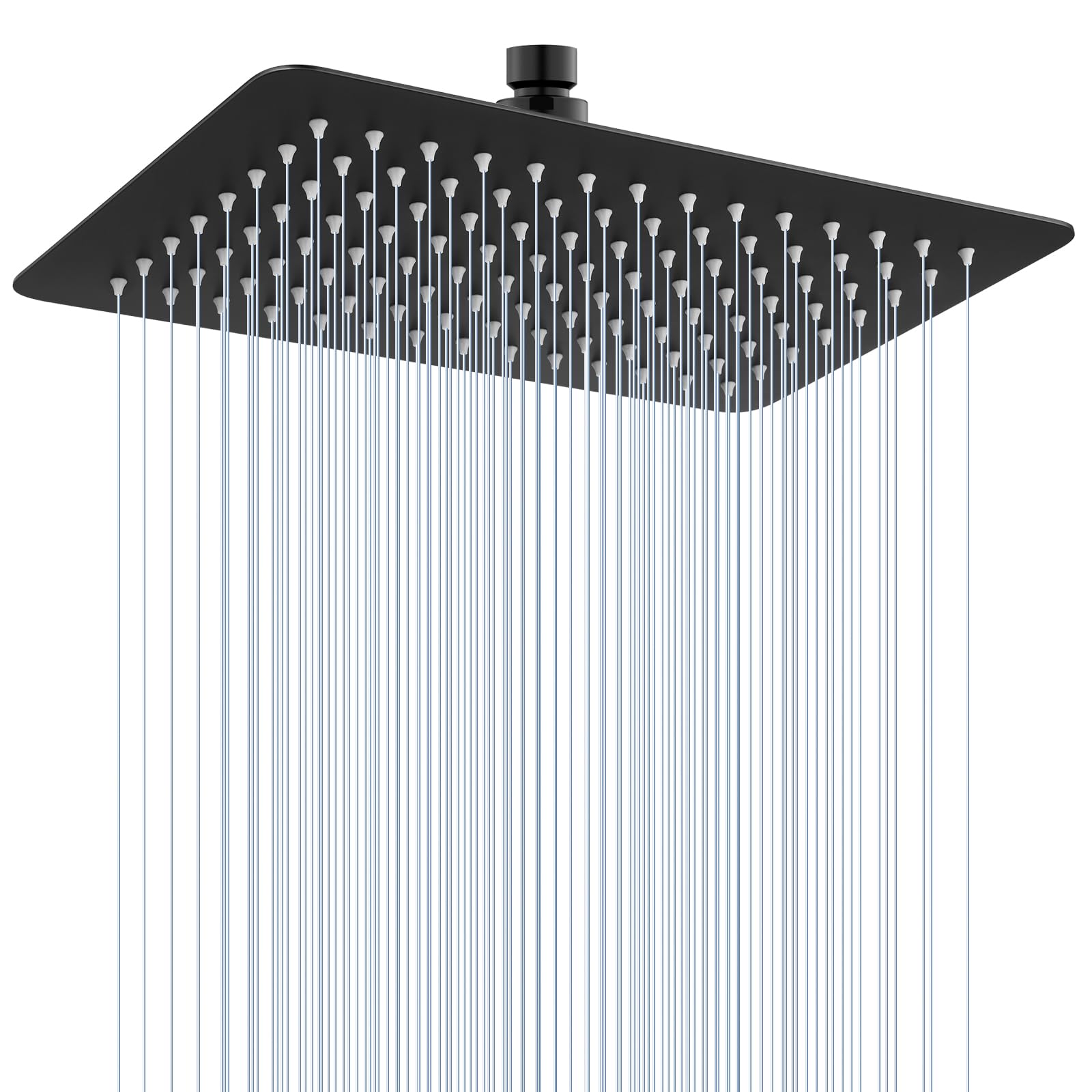 Soffione doccia rettangolare da 30,3 x 20,3 cm, in acciaio inox 304, con 112 ugelli in silicone, soffione a cascata ad alto flusso