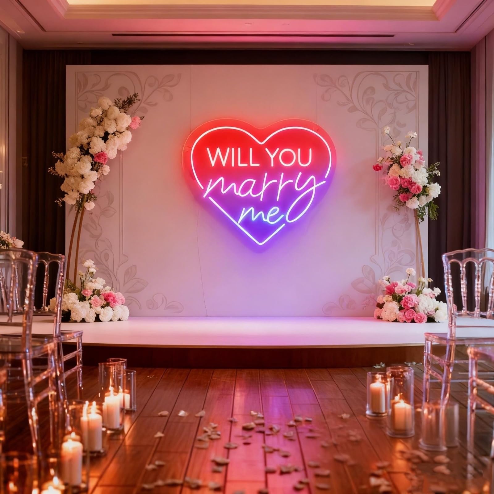 Will you marry me Multi Color RGB Neon Sign Powered by USB Color Changing & Scrolling and Flashing Modes Remote Control for Home Decor Wedding Parties Gatherings