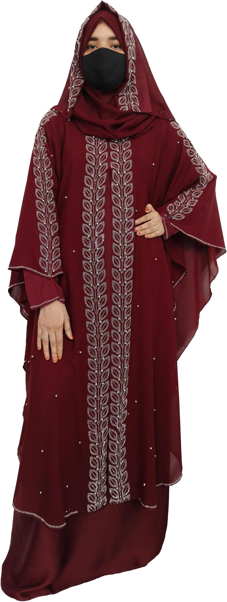 BURAQUE DESIGNERNida fabric Free Size Muslim Burqa/Abaya & Burkha Dress for Muslim women and Girl's (F01-Burkha)