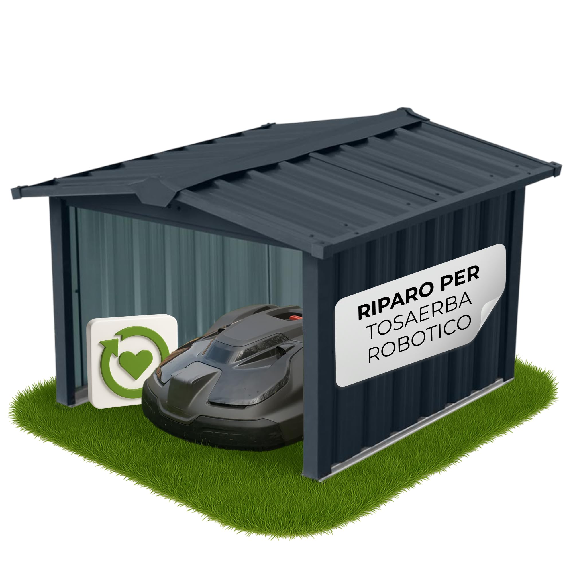 STREND PRO Garage per Robot Tagliaerba in Metallo Antracite 86x88x60 cm | Resistente alle INTEMPERIE | Anti-UV | Riparo | Carport | Tetto Protettivo | Copertura per Robot Rasaerba | Tetto A Due Falde