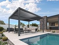 Vista 39 de PURPLE LEAF 94AS - Pérgola pequeña de aluminio compacto de 10 x 12 pies con techo rígido con listones ajustables para patio, cubierta de terraza