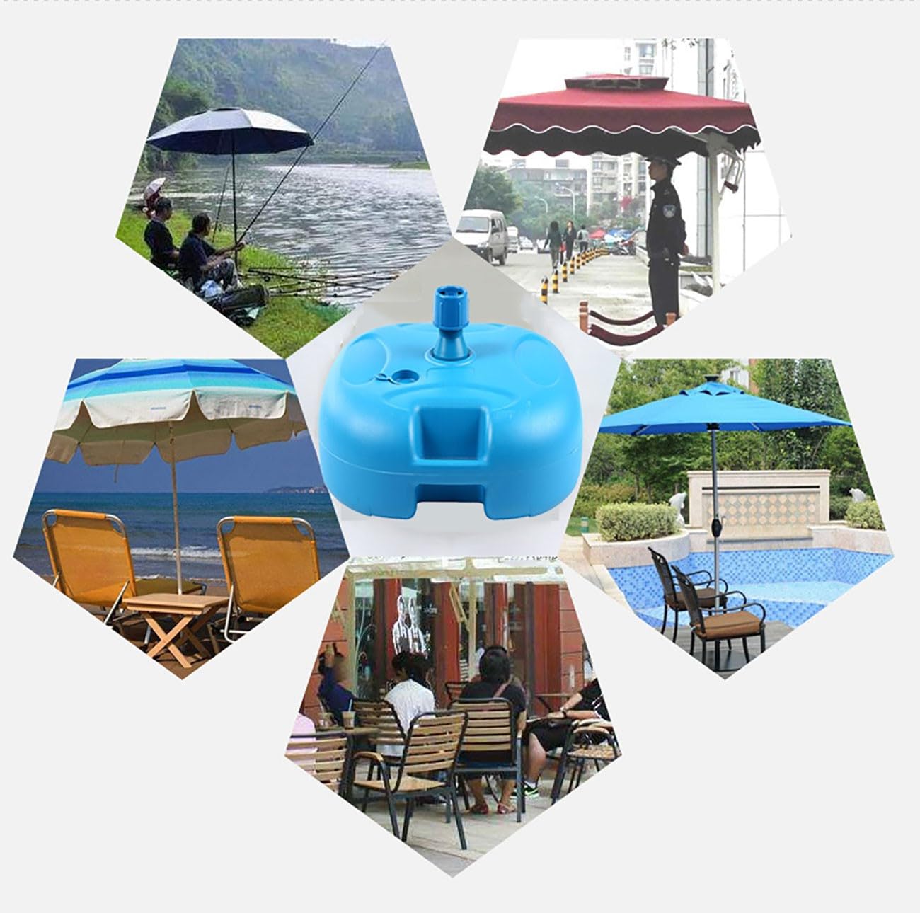 Wytrzymała podstawa parasola 20 l – wiatroszczelna kotwica wypełniana piaskiem/wodą na plażę, patio i parasole wędkarskie, stabilizator zapobiegający przewróceniu do drążków 25-32 mm