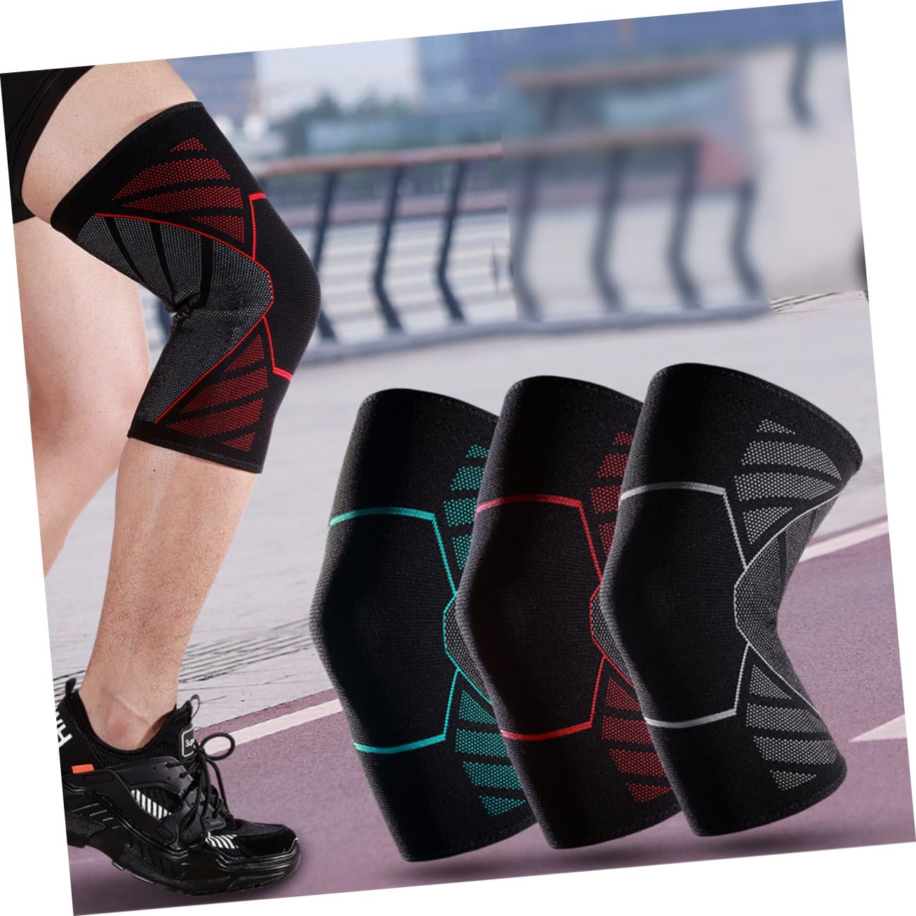 BCOATH 1 Pc Anti-Slip Knee Pads Brace Support Compression Knee Sleeve for Men Style Grey