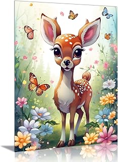 Pangoo Art Deer Paint by Numbers Kit for Adults, Cute Fawn Paint by Numbers Kit, Acrylic Paint by Numbers for Adults Beginners, Simple Adult Paint by Number for Home Wall Art Decor 16x20 inch