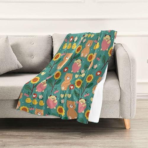 Miniatura 5 de Cute Cartoon Bear and Cute Stuff Plush Travel Blankets Holiday Flannel Fleece Blanket Warm Ultra-Soft Throws 60x90 Inches for Sofa, Sofa, Office