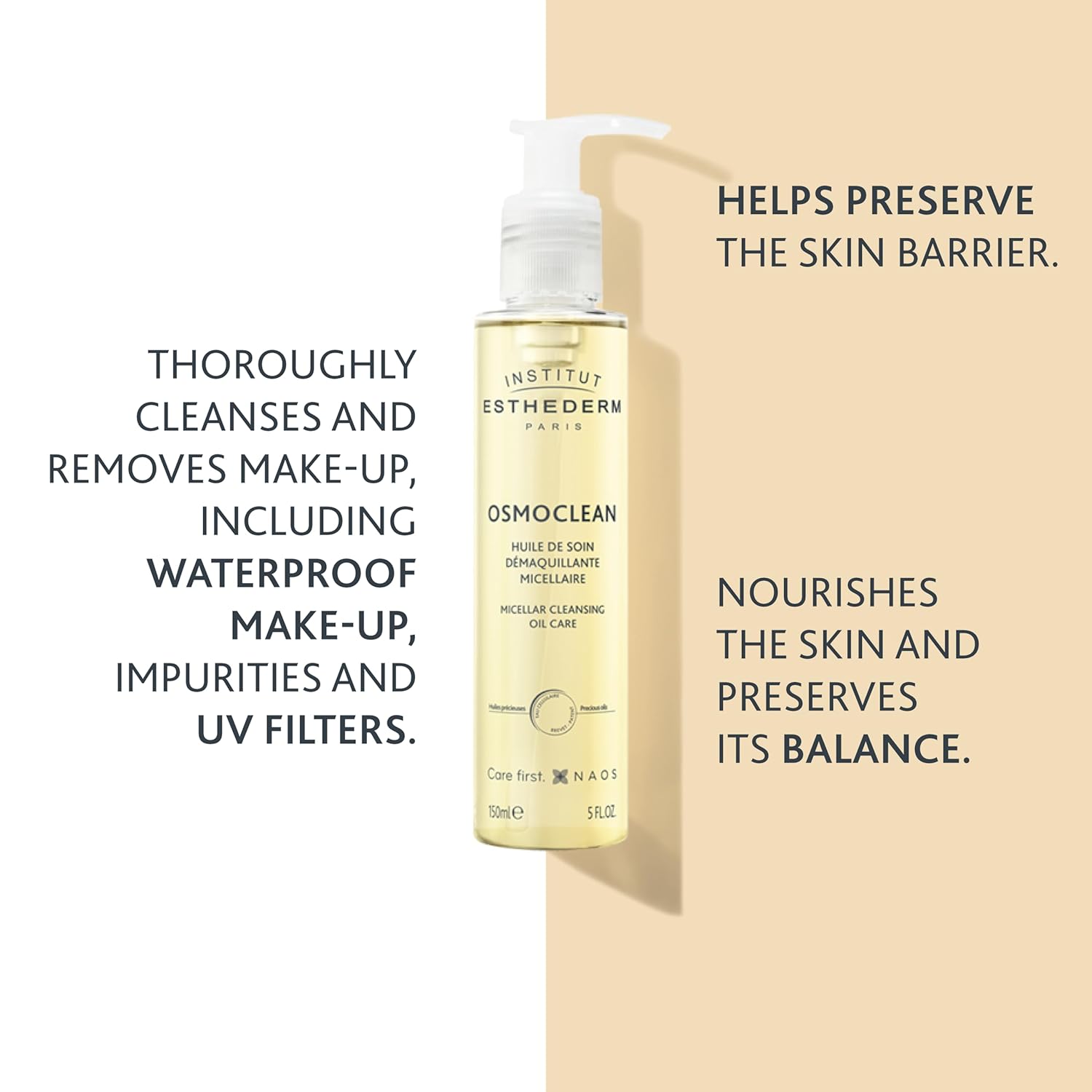 Institut Esthederm Micellar Cleansing Oil Care, Gentle Face Cleanser and Makeup Remover for All Skin Types, 150ml - Image 4