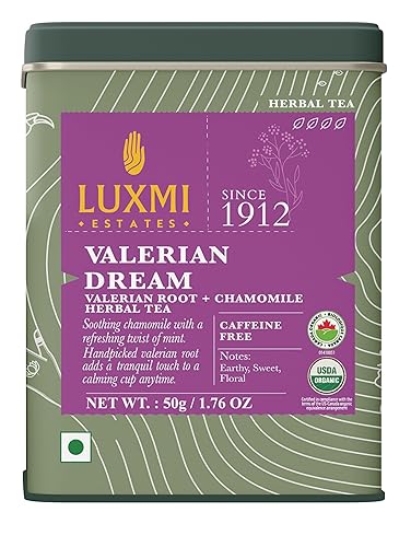 LUXMI Estates - Valerian Dream - Té de Raíz de Valeriana Orgánico para Dormir - Hojas Sueltas - 50g (25 Tazas)  con Raíz de Valeriana, Manzanilla y
