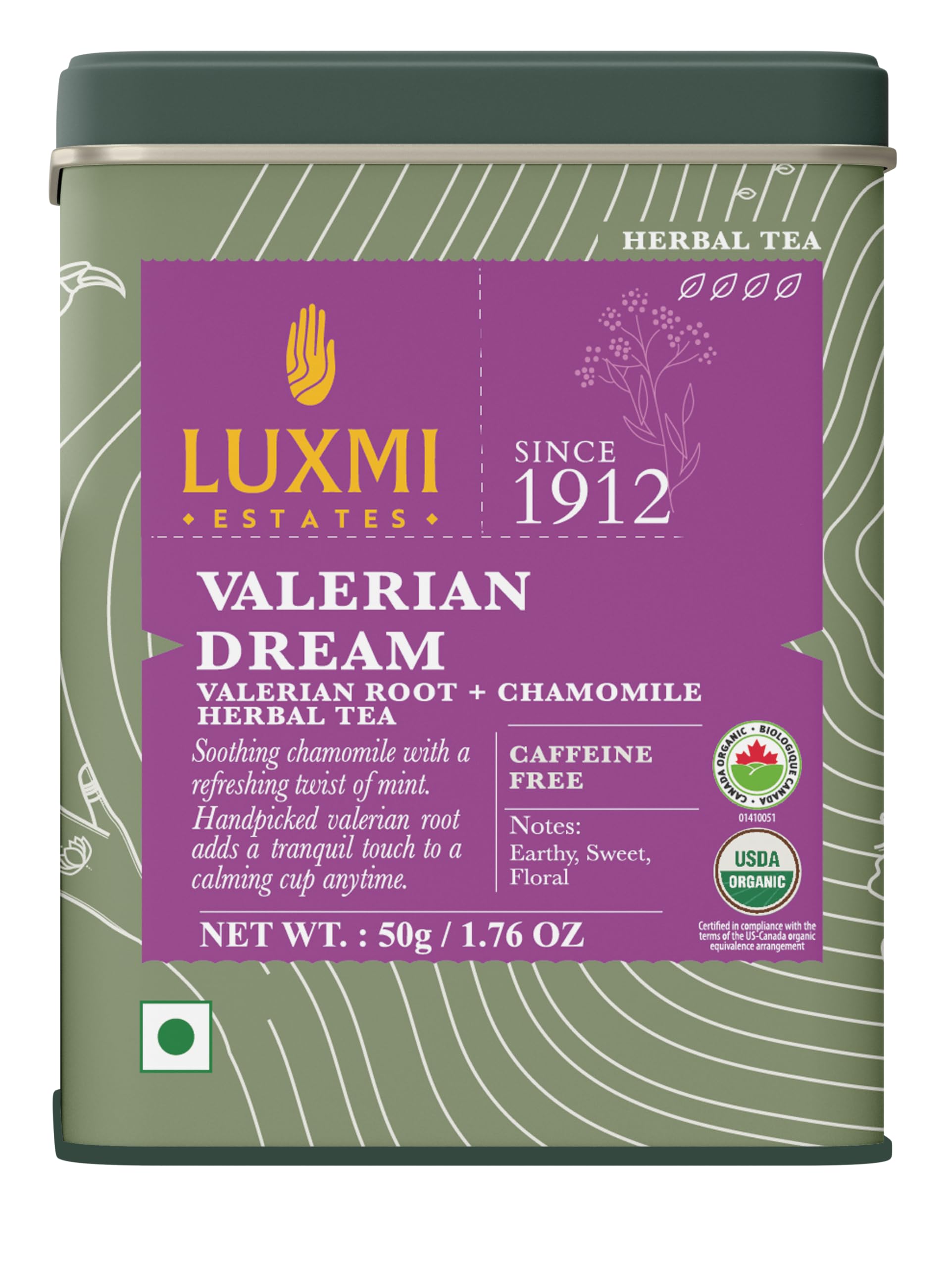 LUXMIEstates - Valerian Dream - Organic Valerian Root Tea for Sleep - Loose Leaf - 50g (25 Cups) | with Valerian Root, Chamomile & Lavender | Perfect Wellness Sleep TeaUSDA Organic