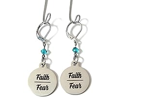 Faith Over Fear Earrings: Birthstone, Motivation, Daughter & Wife Gift