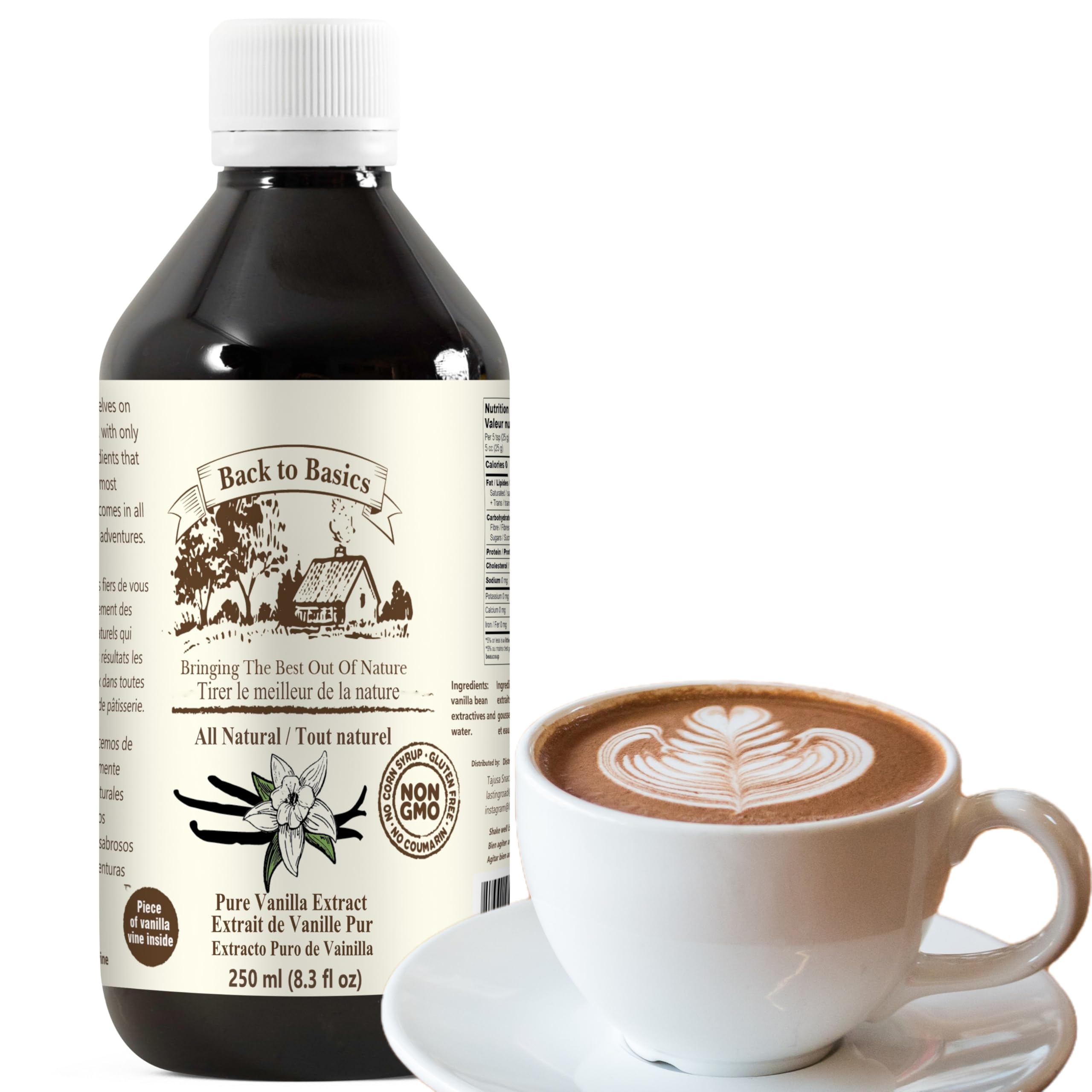 Back to Basics – All Natural - Pure Vanilla Extract – 8 oz – Mexican Vanilla – To Enhance Flavors in Cooking, Baking, and Dessert Making