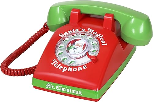 Miniatura 2 de Mr. Christmas Teléfono mágico de Santa - Teléfono de Santa para niños, llamadas interactivas de Navidad, conversaciones reales, vintage seguro para