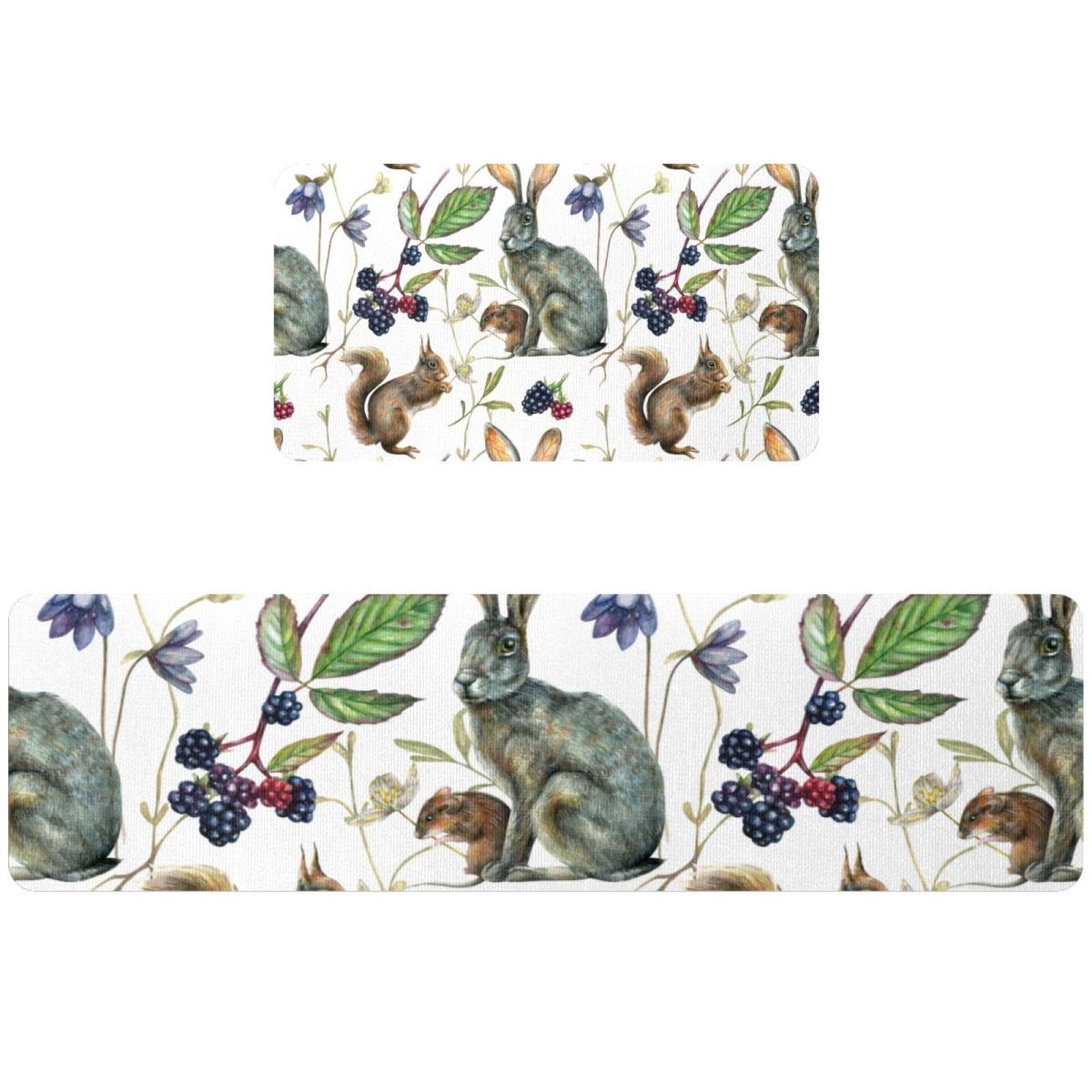 Tapetes de cocina antideslizantes y absorbentes con bonito diseño de fauna gris para su hogar