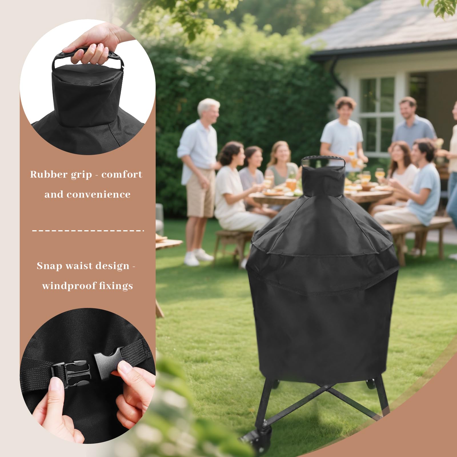 Grillabdeckung passend für Mini-Max & Mini Big Green Color Egg, grünes Ei, schwarz, wasserdicht, komplette Grillabdeckung, Smoker-Zubehör, hochwertiger Stoff, Outdoor-Grillabdeckung für große grüne