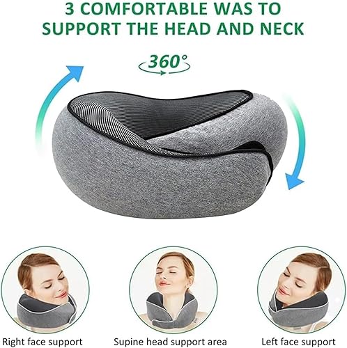 Miniatura 4 de Almohada cervical mejorada 2024, almohada de viaje, almohada de cuello de viaje, almohada de viaje de espuma viscoelástica, almohada cervical de
