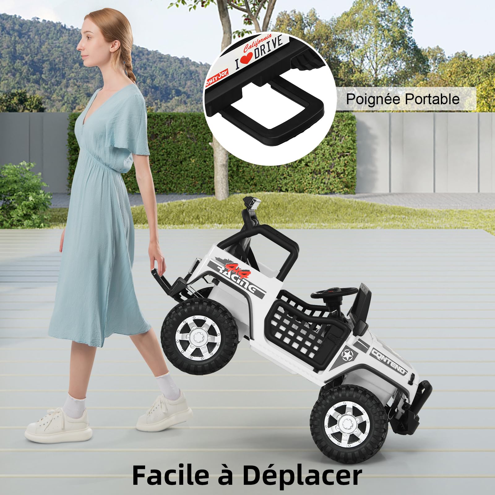 GOPLUS 12 V Voiture Electrique Enfant 2 Places avec Télécommande 2,4 G,Quad 4x4 Electrique Enfants avec LED, Musique Klaxon, MP3, 2 Vitesses 1,6-8 km/h,Charge 50KG, pour Enfant 3 Ans+ (Blanc)