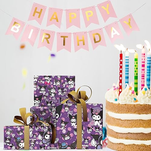 Miniatura 5 de EYQQM Kuromi - Paquete de 5 hojas de papel kraft de 20 x 30 pulgadas, juego de papel kraft de alta calidad y duradero para niños, almacenamiento de