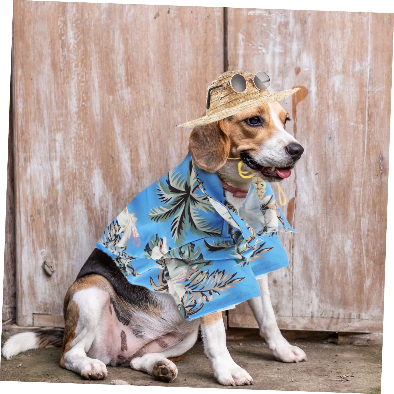 YARNOW 9 Pcs Accessori Per Animali Da Compagnia Hawaiian Costume Pet Summer Cool T-Shirt Hawaiana Camicia Per L'Estate Occhiali Da Sole Da Spiaggia Carro Armato Di Cotone Occhiali