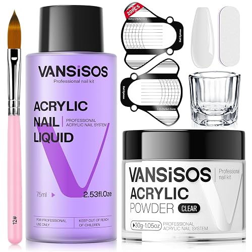 Acrylic Nail Kit: 30g Clear Acrylic Powder and 75ml Liquid Set