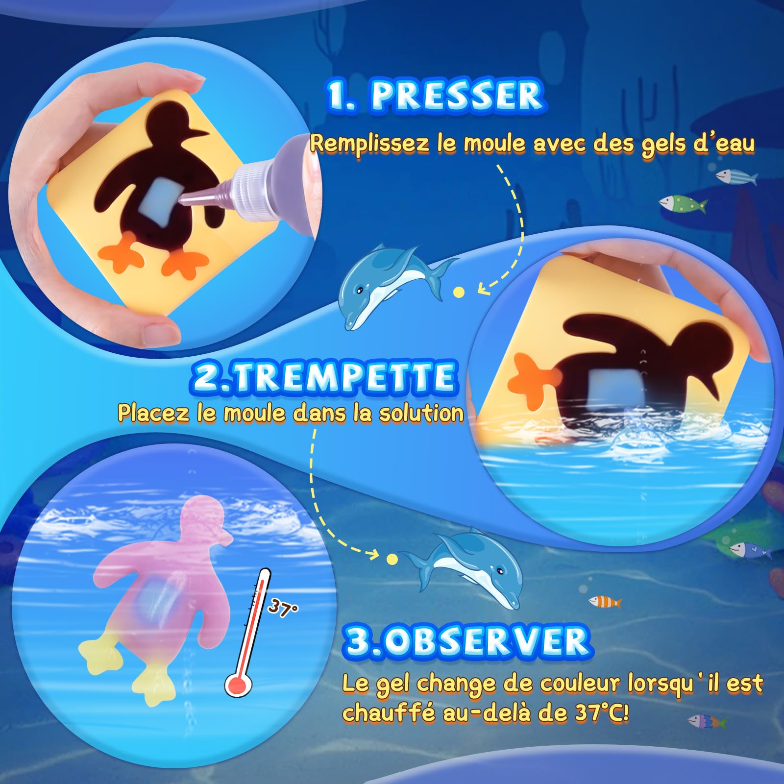 Thedttoy Elfe Magique de l'eau Changeant de Couleur,Magic Water Elf,22 PCS Aqua Gelz Kit,Aqua Sprite pour Enfants,12 Figures d'animaux Marins,Cadeau Créatif et Manuel pour Fille de 3 Ans et Plus