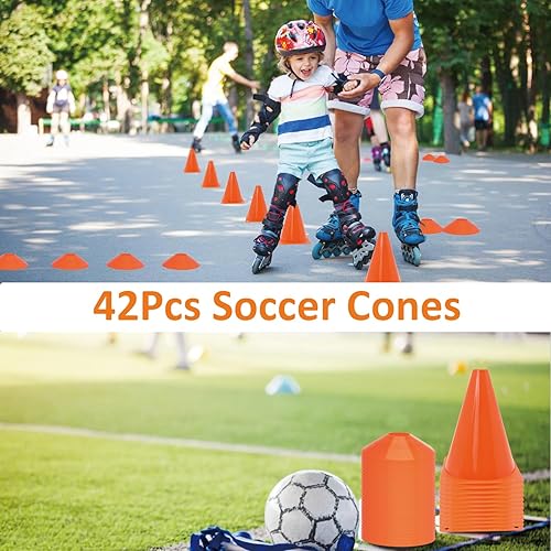 Miniatura 6 de Juego de conos de fútbol, 8442 piezas de 7 pulgadas9 pulgadas, conos deportivos + conos de disco, conos para deportes con bolsa de transporte, conos