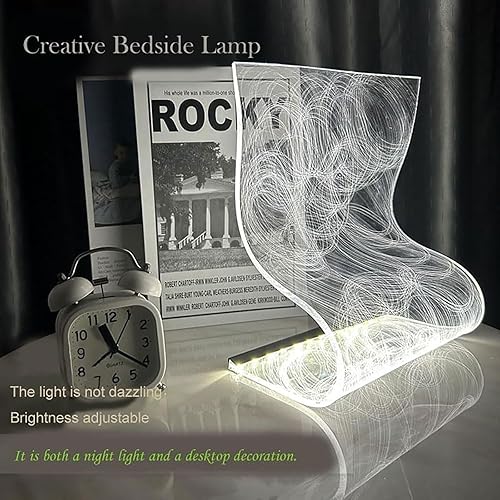 Miniatura 4 de Huazzzyi Lámpara de ambiente curvada creativa Cool Night Light Decoración futurista Luz de ondulación de agua Futurista Único Led Iluminación de