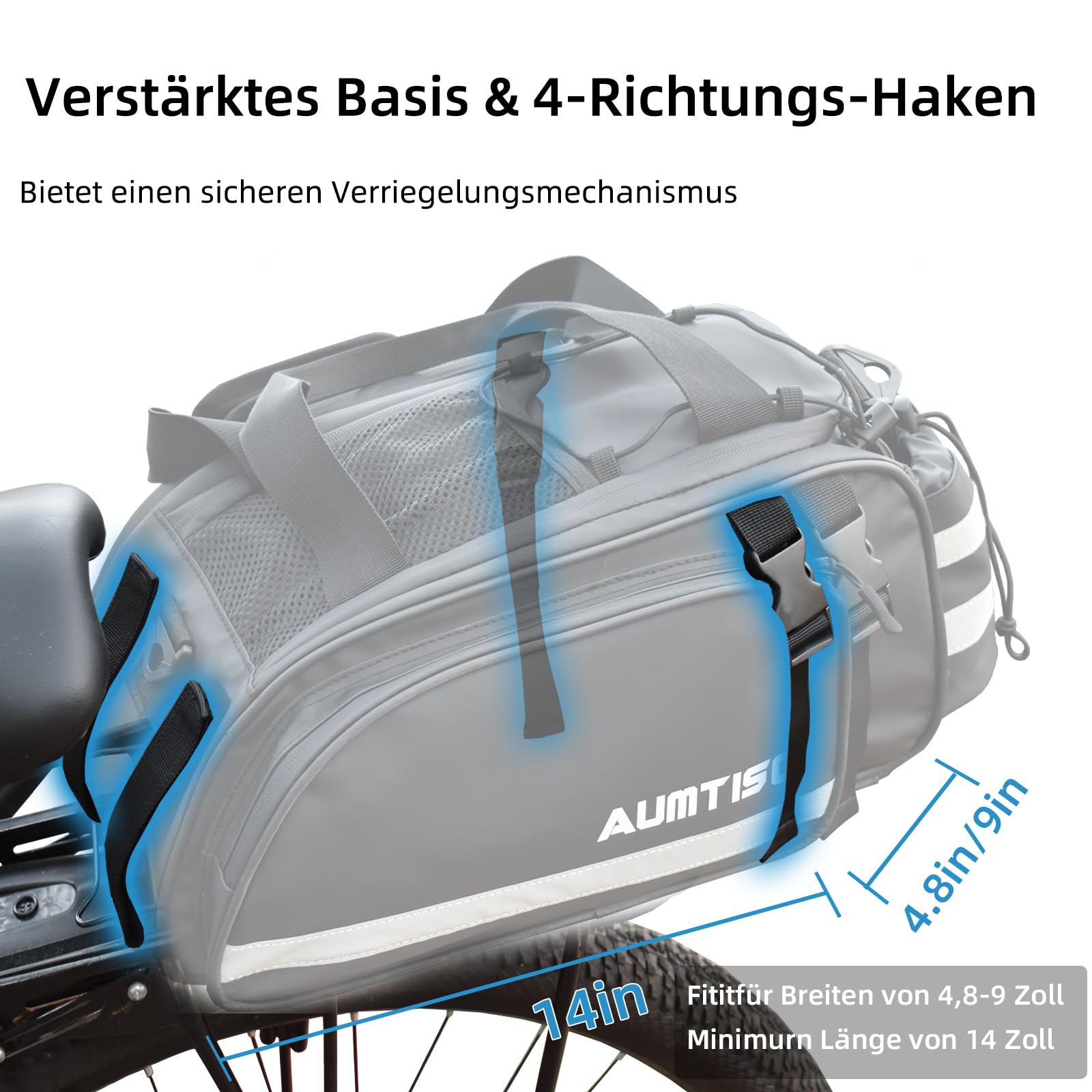 AUMTISC Maleta de Bicicleta, Asiento Trasero Impermeable 15l con Correa Reflectante, Bolsa de hervidor de Agua con Cubierta de Lluvia