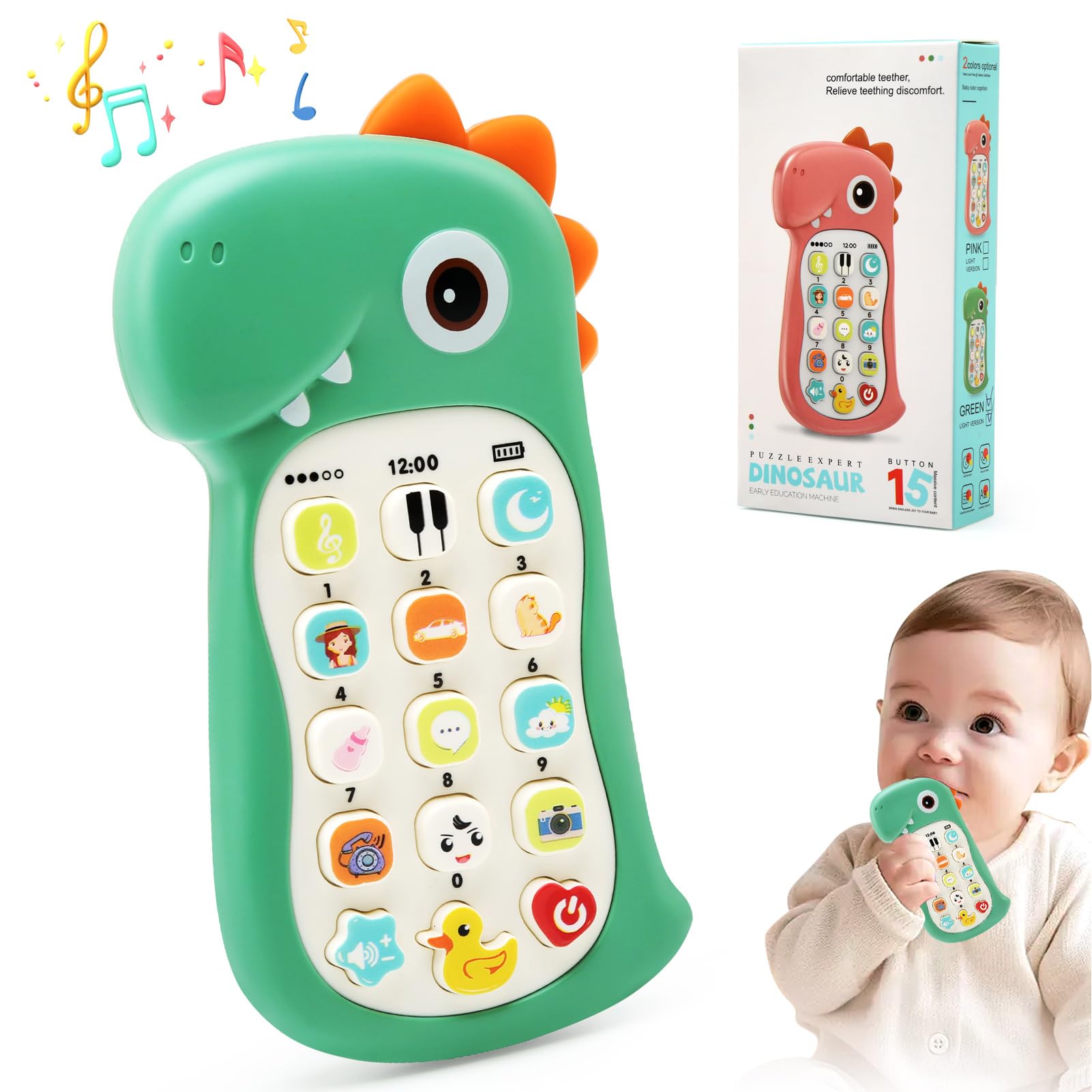 JoyPlus Juguetes Moviles para Bebes 6 9 12 Meses, Teléfono Juguete para Niños 1 Año con Sonidos y Canciones, Interactivo Juguetes Musical para Niños 1 2 3 Años, Juguetes Educativos de Música Regalos