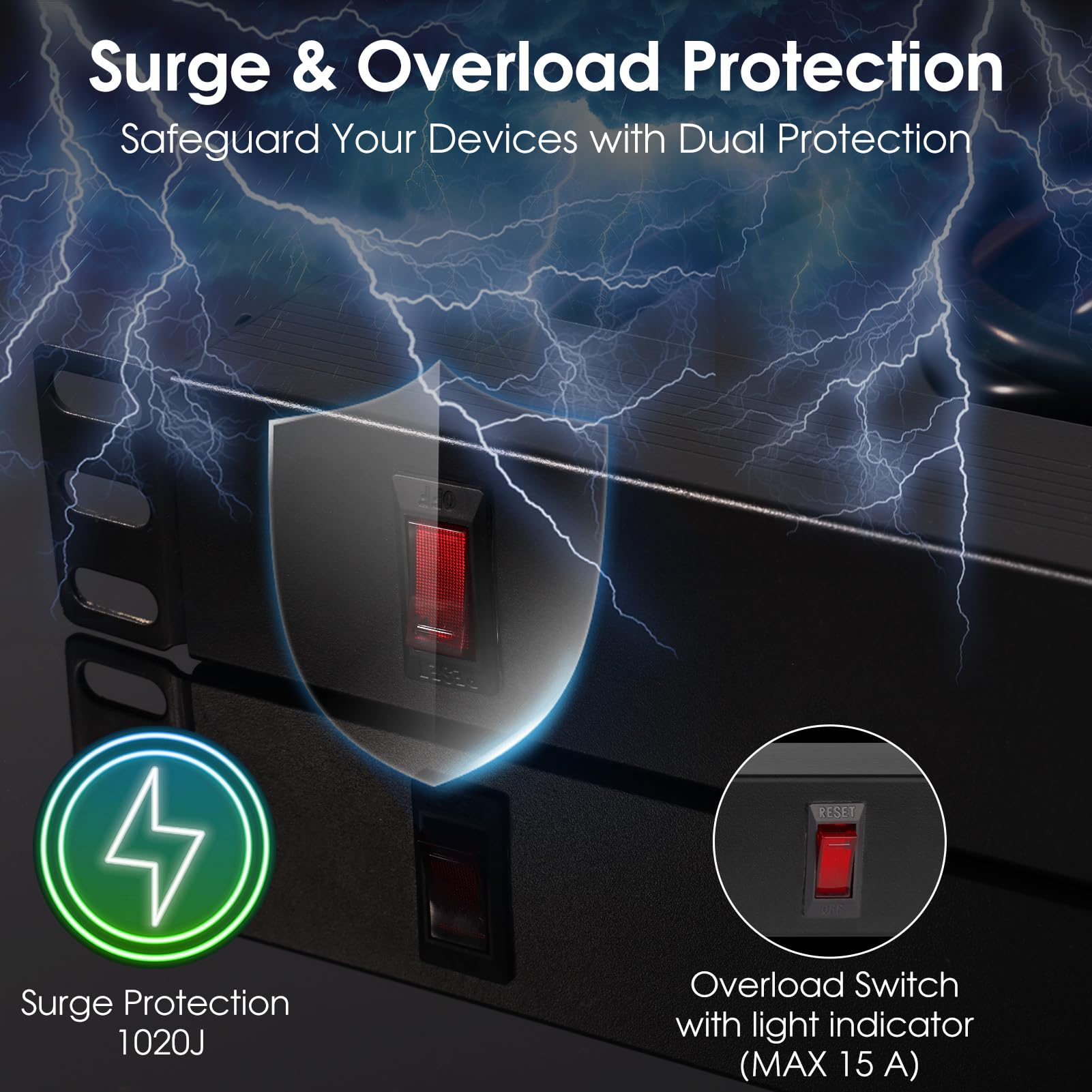 Snapklik.com : 10 Inch Rack PDU, 4 Rear Outlets, 1020J Surge Protection ...
