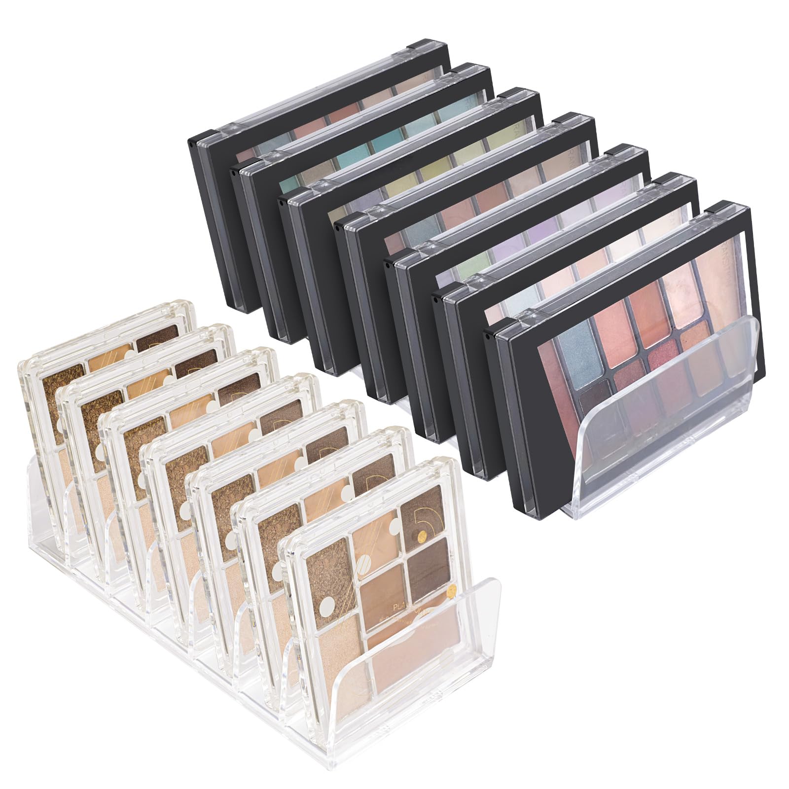 AiQInu Set of 2 Cosmetic Organisers, Eyeshadow, Cosmetic Storage with 2 Sizes, 7 Compartments, for Bedroom, Washbasin, Dressing Table, Cabinet