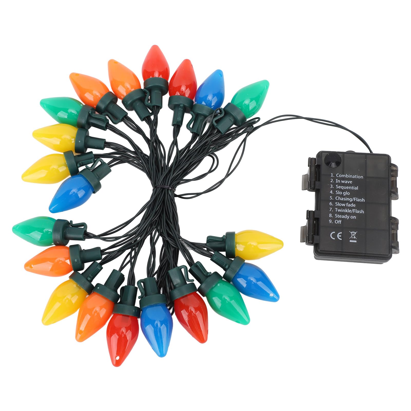 Guirlande Lumineuse de Noël à LED C9, 16,4 Pieds, 20 LED, étanche, en Forme de Fraise, avec Télécommande, pour Extérieur, Intérieur, Patio, Fête de Mariage, Décoration de