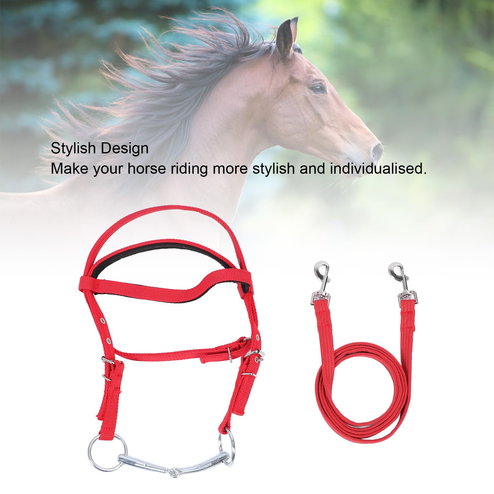 Horse Bridle, Rein Nylon Stylish Adjustable Adjustable Rope Bungees Horse Training Aid Rein Bridle Sets for Horses (S)