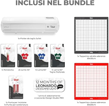 Siser Juliet Basic Package - Cutting Plotter with Blades Other Tools Cutting Mat and a Leonardo Pro ABO Included - For Cutting Thermovinyl and Other Materials
