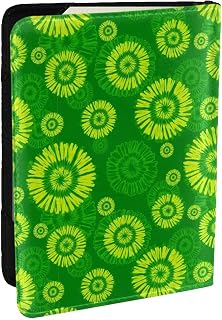 Slim RFID Passport Wallet, Green Yellow Spiral Tie Dye, PU Leather Travel Cover for Efficient Airport Security Checks