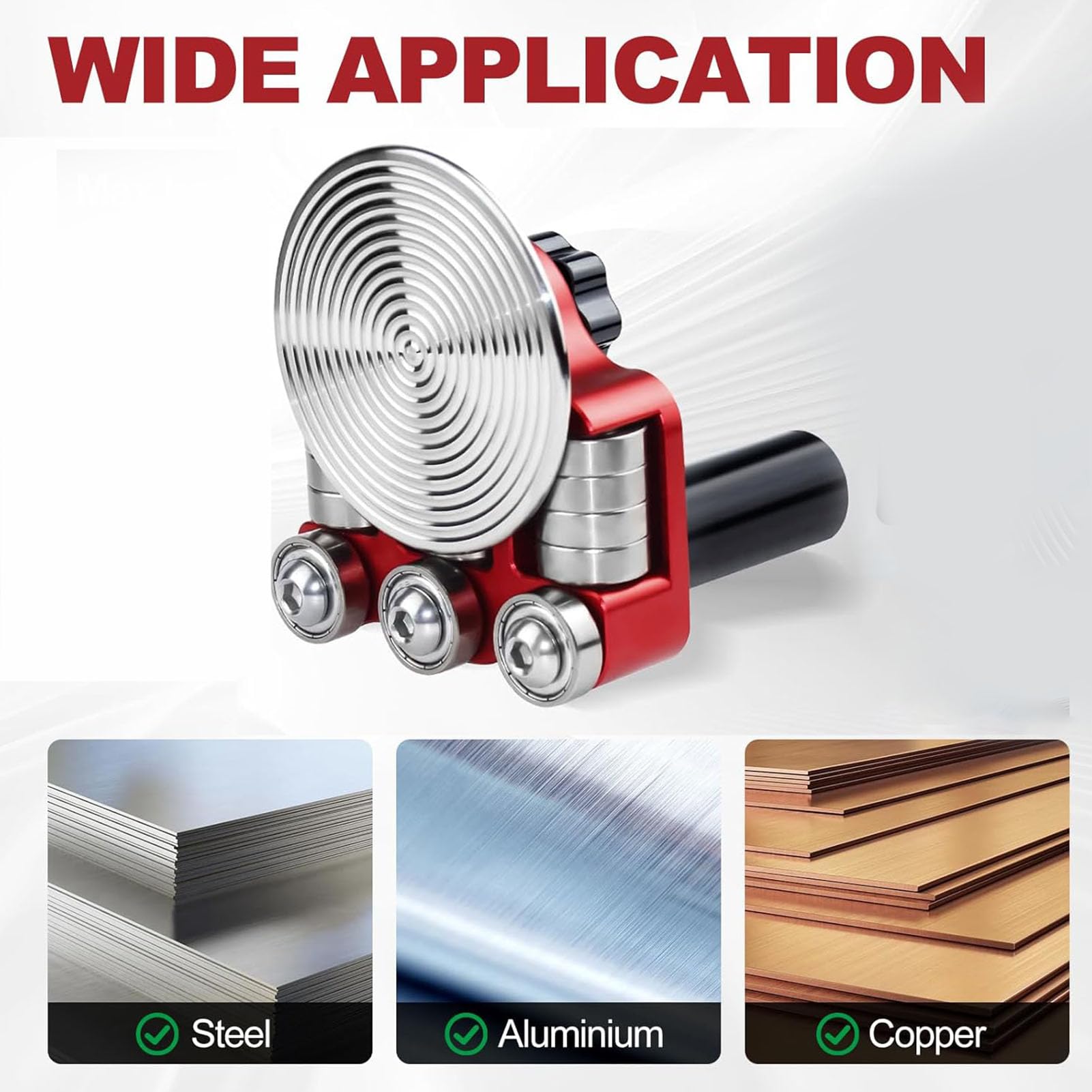 Yctze Cintreuse de Tôle, Outil de Pliage de Disque Manuel, Cintreuse à Profondeur Réglable pour 90 à 180 Courbures sur Acier Cuivre Aluminium Zinc, Outil à Main Portable pour Toiture Métallique