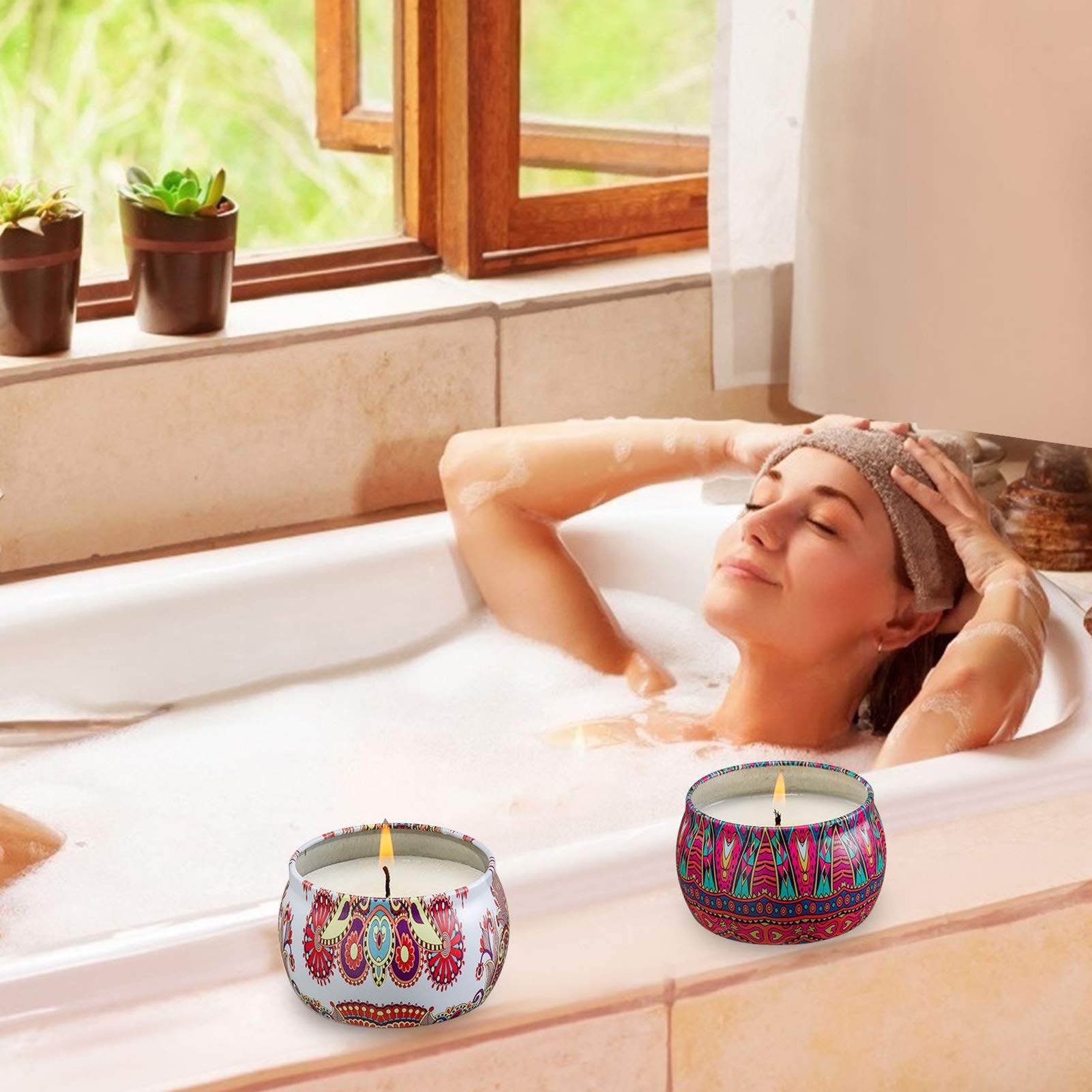 Set de velas con aroma 8, juego, puro natural de soja lata de soja cera velas de aromaterapia mujeres día de la madre cumpleaños decoración navideña