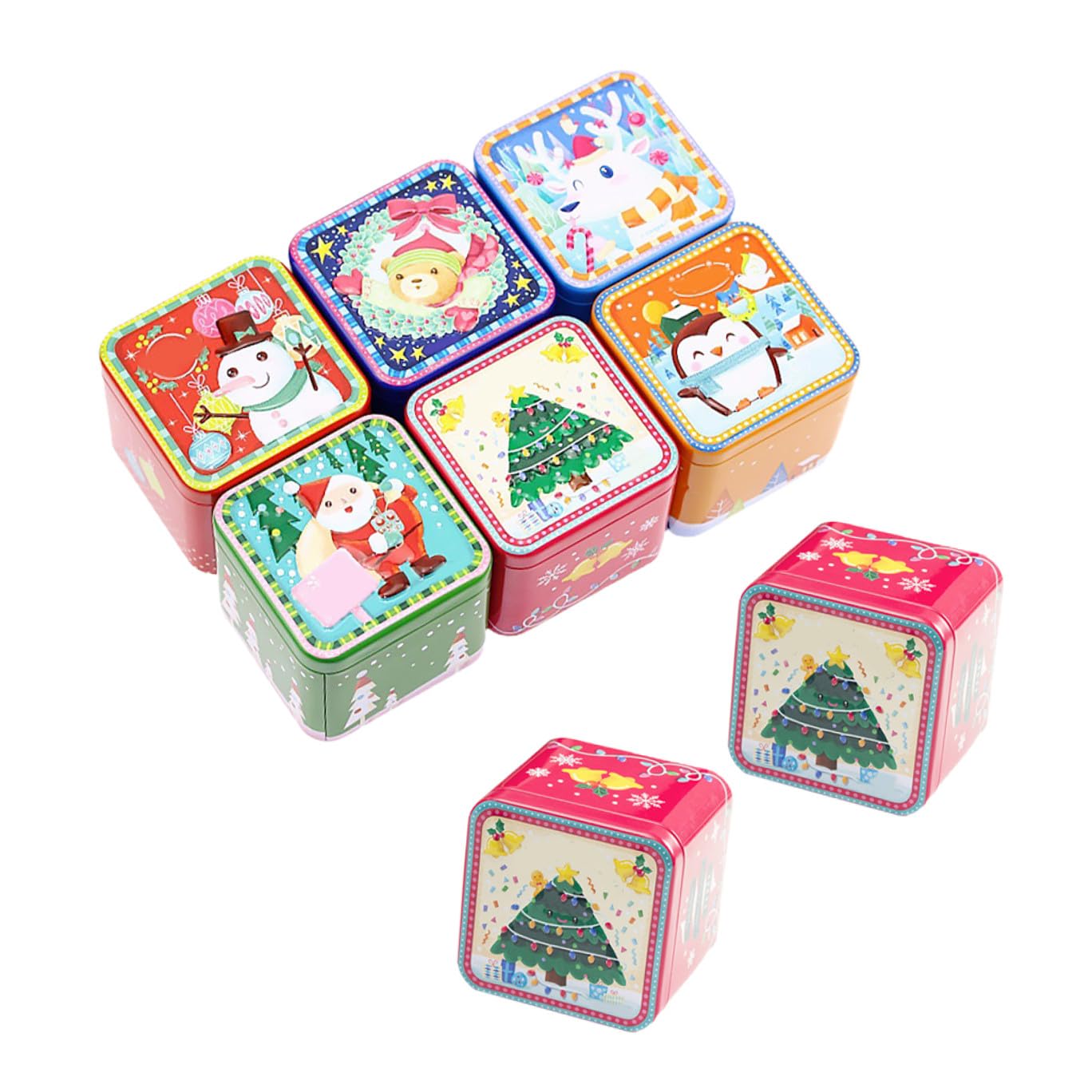 VILLFUL 8 Piezas Caja de Obsequio Cuadrada Navideña Caja de Dulces para Navidad para Guardar Dulces y Estilo