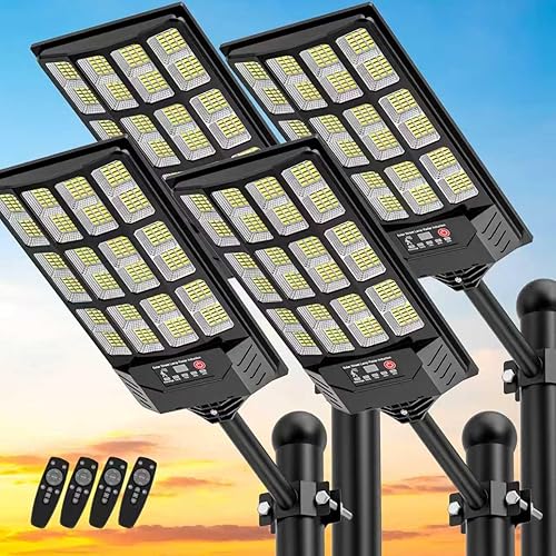 Miniatura 1 de Farolas solares impermeables para exteriores, 50000 lúmenes, luz de inundación solar gran angular, luz de estacionamiento LED con sensor de