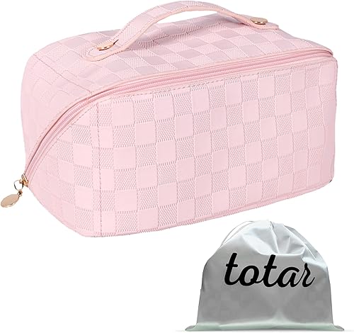 Bolsa de viaje de maquillaje, bolsa de aseo de viaje para mujer, bolsa de maquillaje, organizador de maquillaje de piel sintética, estuche de