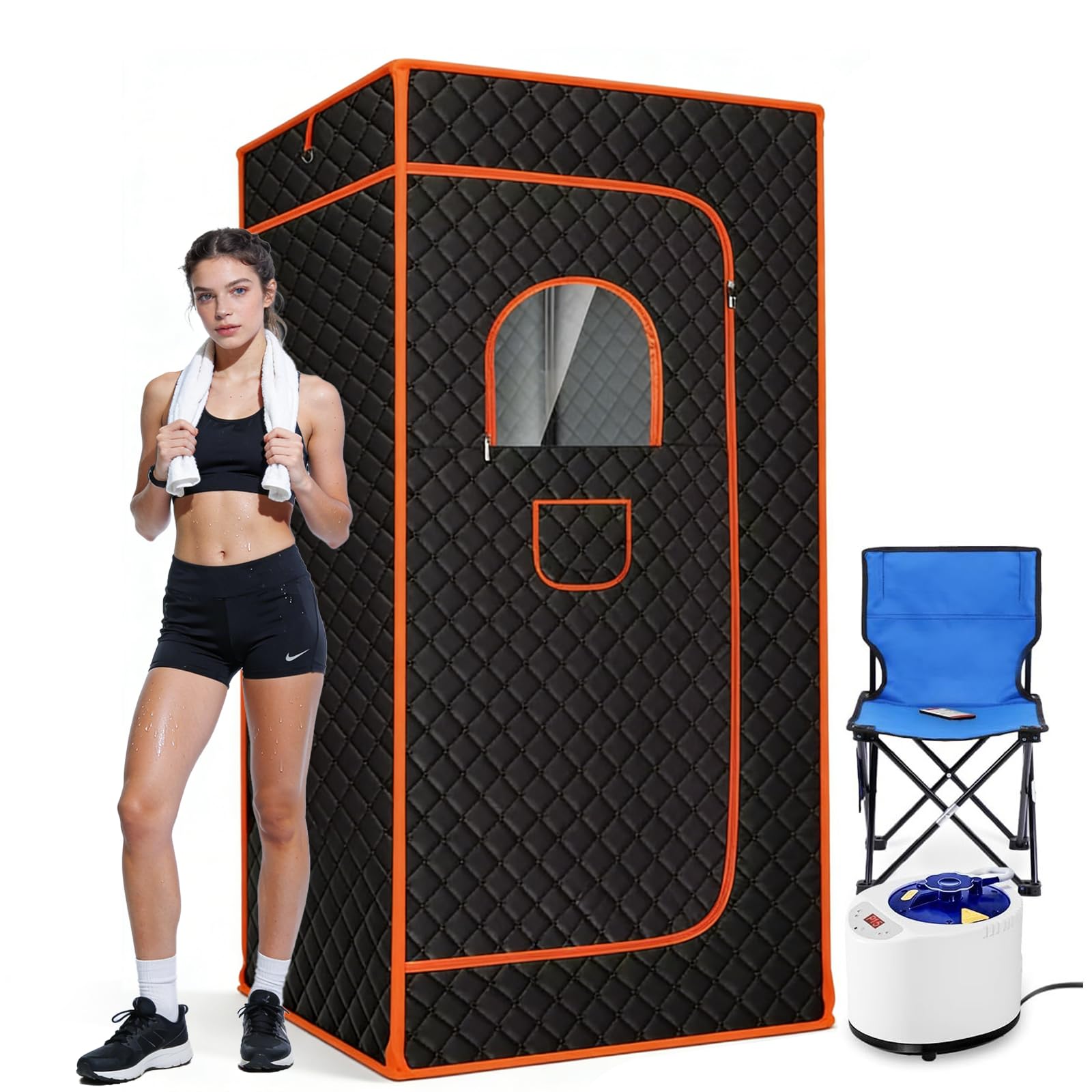 Photo 1 of MORMID Sauna Box, Portable Steam Sauna for Home,9-Level Sauna Box with 2.6L Steamer Heater,1000W Steam Steamer,Remote Control,Folding Chair.Big Size 2.7 * 2.7 * 6FT,Relax and Healthy at Home Sauna.