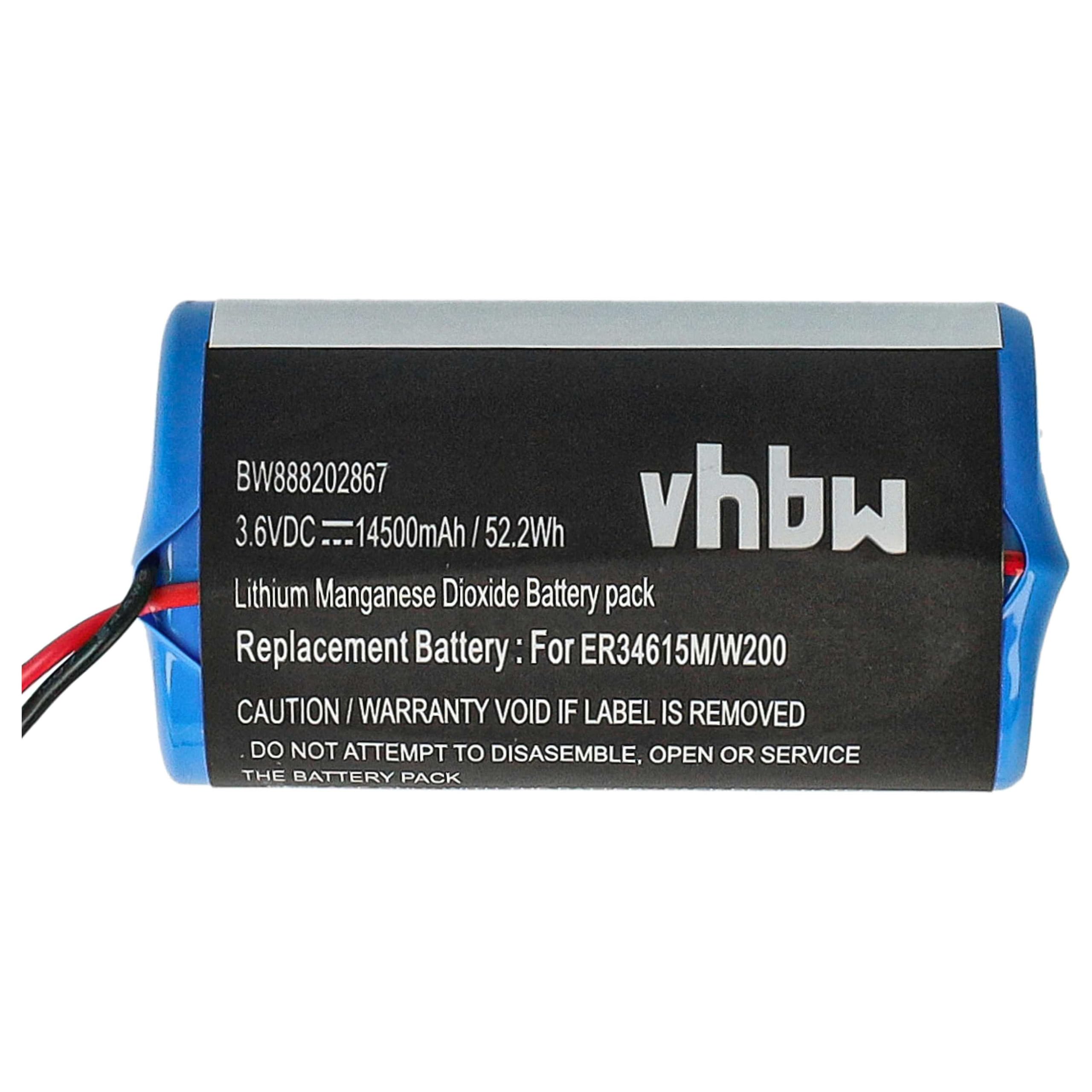 vhbw 2 x bateria zamienna do Visonic 0-9912-K, ER34615M, ER34615M/W200, 88030498 do instalacji alarmowej, systemu alarmowego (14500 mAh, 3,6 V, Li-SOCl2)