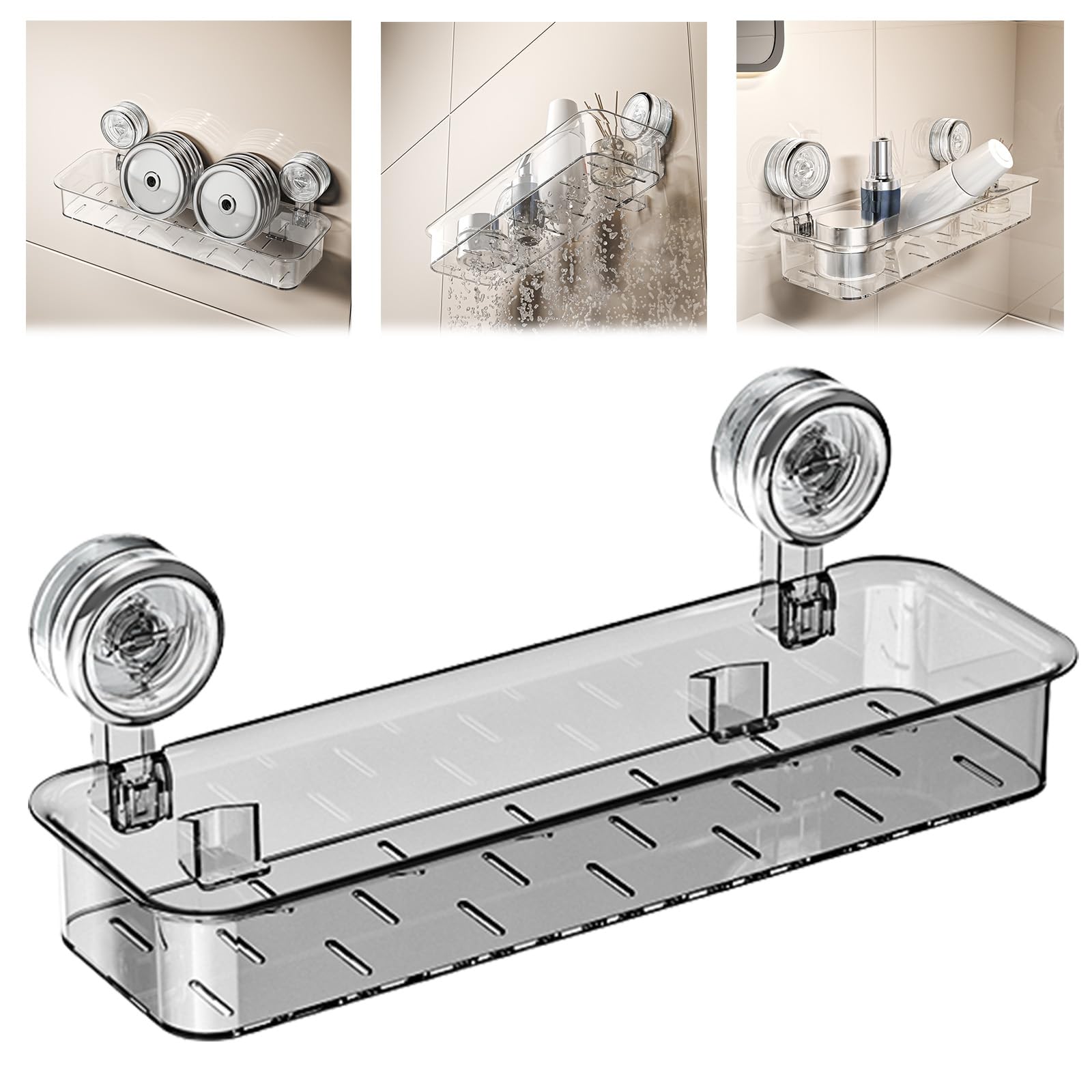 Shower Caddy Suction Cup Corrugated Suction Cup Storage Holder Clear Shower Organizer Storage Holder for No-Drill Acrylic Shower