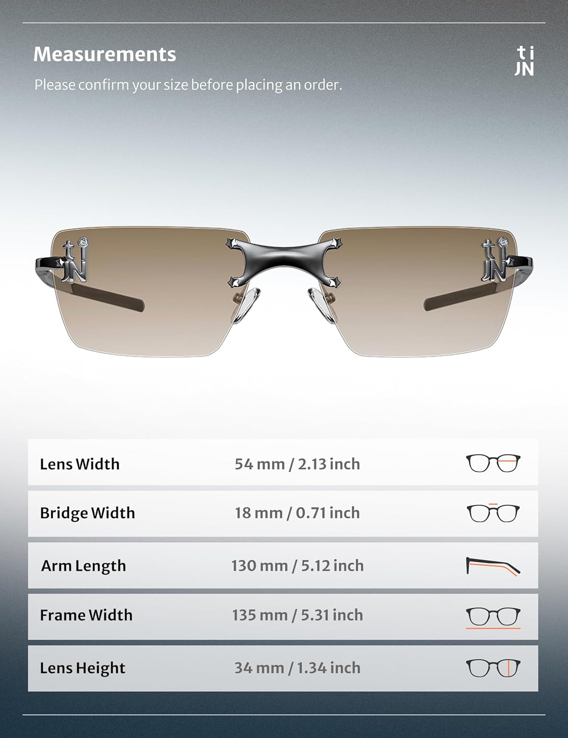 TIJN Rimless Blue Light Glasses for Women Men, Retro Y2K Rectangle Tinted Lens Glasses, Screen Fatigue & UV Protection
