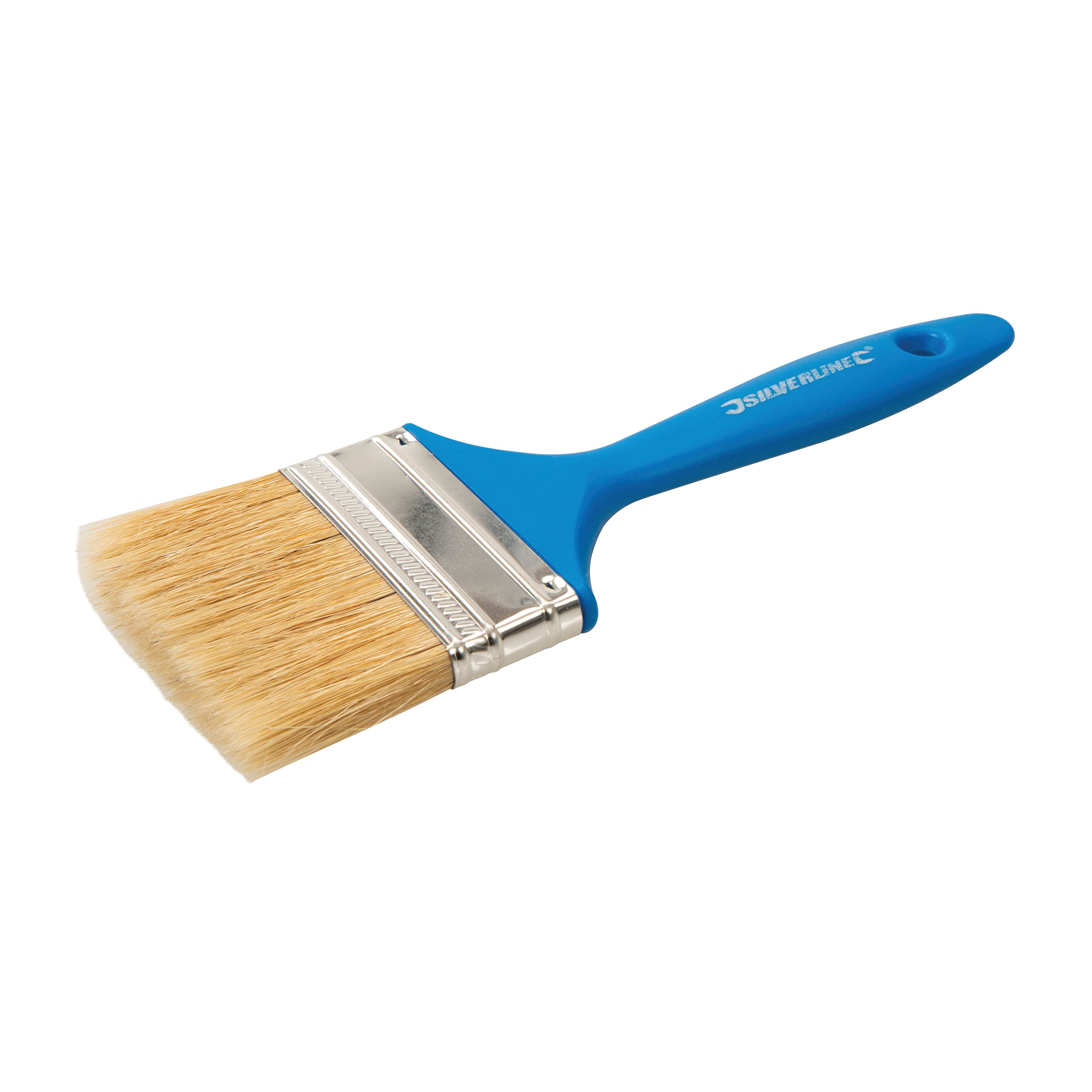 Silverline Bristle - Natural / Ferrule - Silver / Handle - Blue Pantone 300C Disposable Paint Brush 75Mm / 3" (590203)