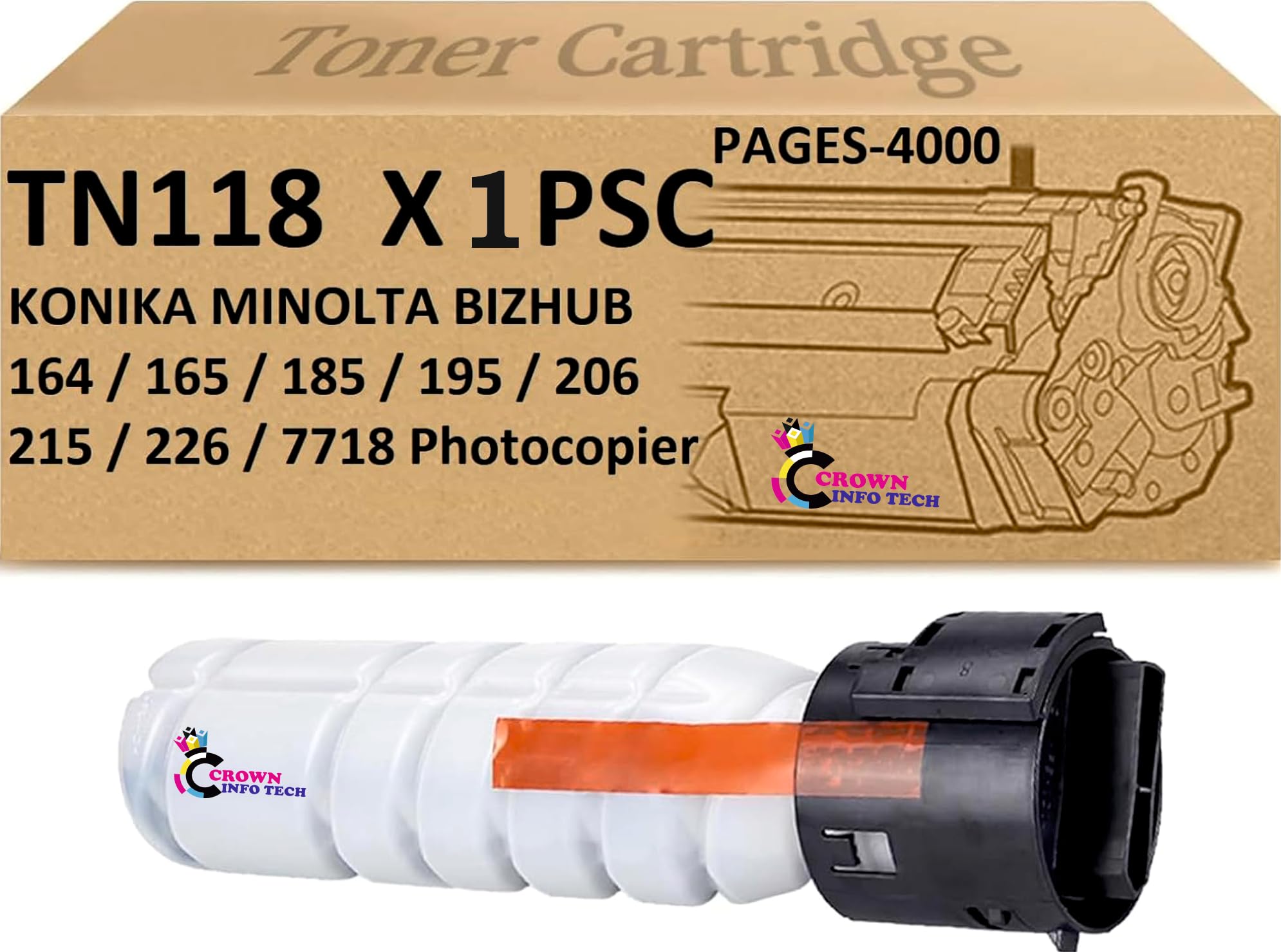 TN-118 Black Toner Cartridge Compatible Printer - Konica Minolta Bizhub 185/195 / 206 / 215 / 226 (TN118/TN116 Pack of -1) (B0CXMS4WMZ) Amazon Price History, Amazon Price Tracker