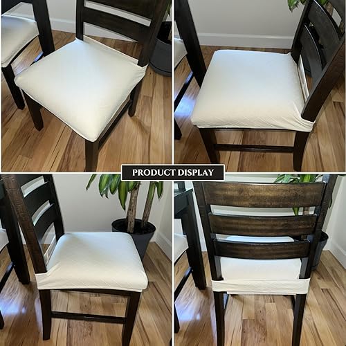 Miniatura 6 de SearchI Juego de 6 fundas de asiento impermeables para sillas de comedor, fundas de asiento elásticas lavables para sillas de comedor, protector de