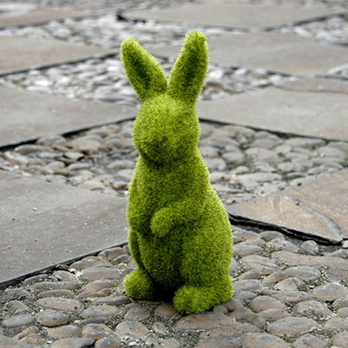 Easter Moss Bunny Imitation Rabbit Figurine, Artificial Moss Grass Rabbit Statue for Easter Holiday Spring Garden Yard Decoration (Standing, Medium)