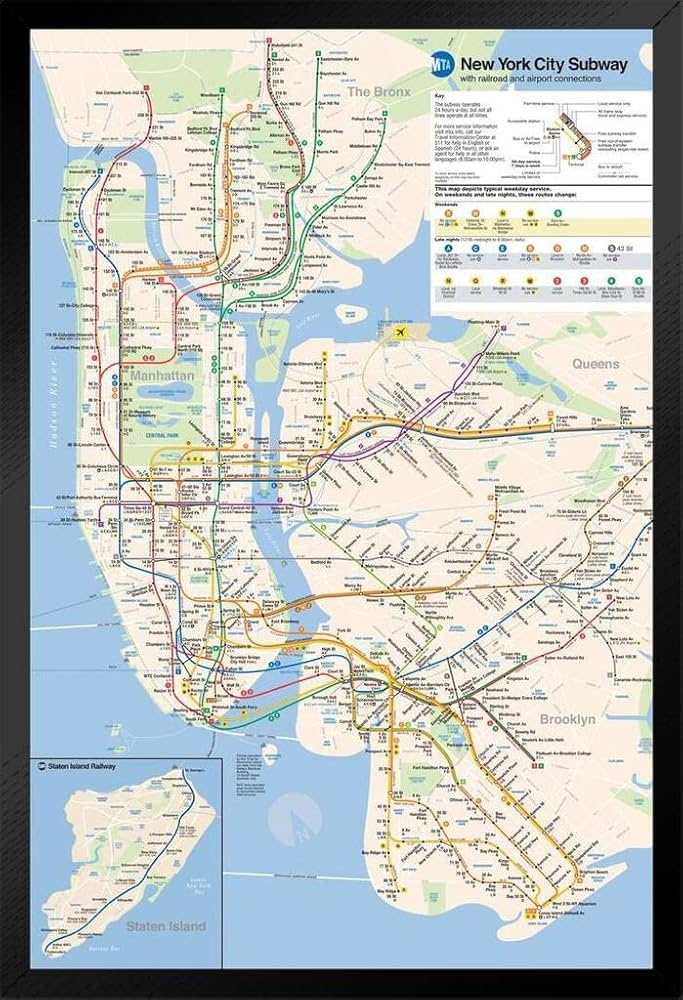 NYC Subway Map Poster New York City Official MTA 2023 2024