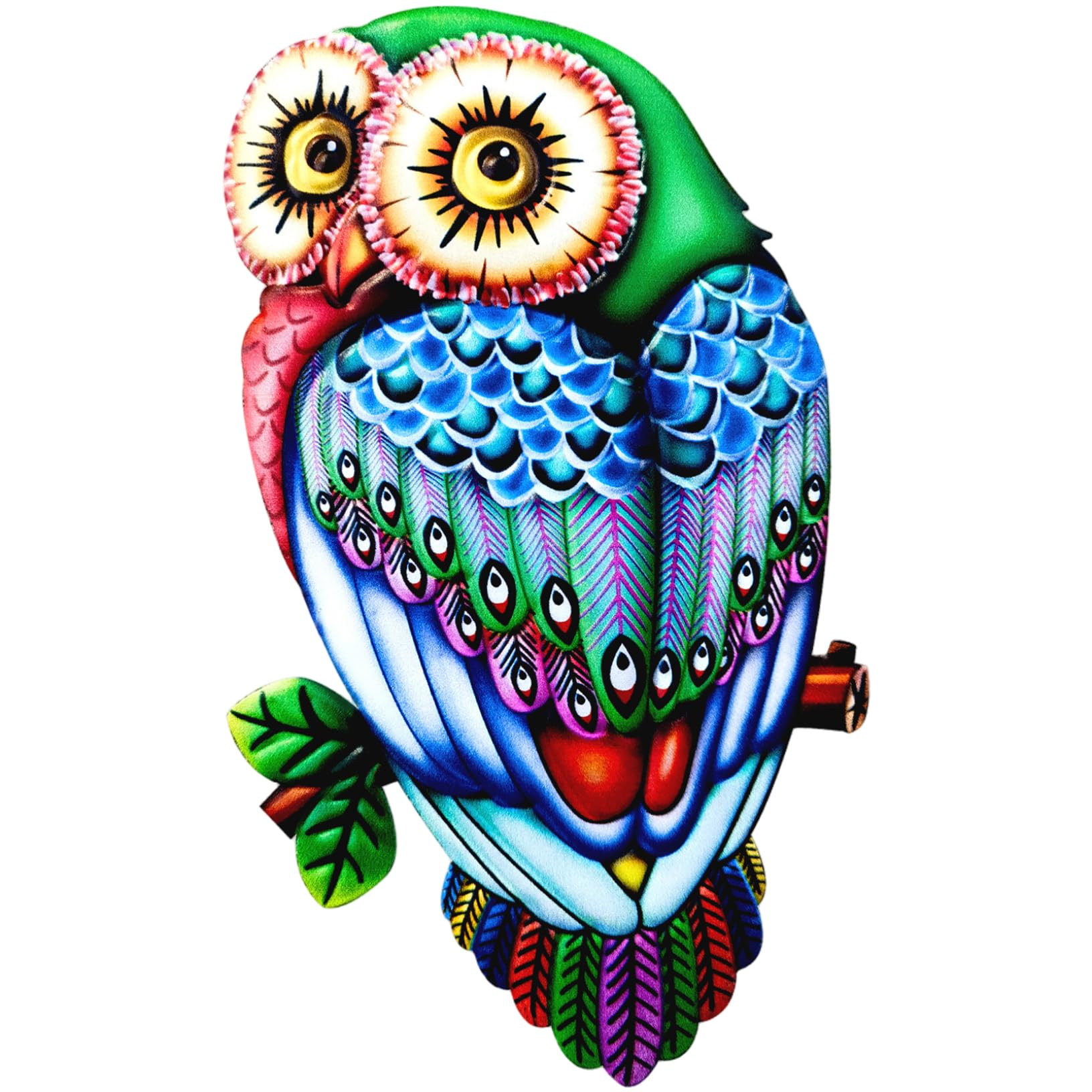 Hintyne Fence Decorations Outdoor Owl Wall Art, Colorful Iron Owl Metal Wall Art, Hanging Outdoor Fence Decor Metal Sculpture for Garden Yard Patio, Style1