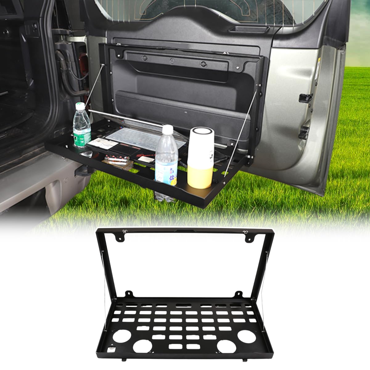 JONKOKO Car Trunk Storage Basket Organizer Side Cargo Rack Modular Compatible with Land Rover Defender 110 2020-2026 Car Rear Door Foldable Table